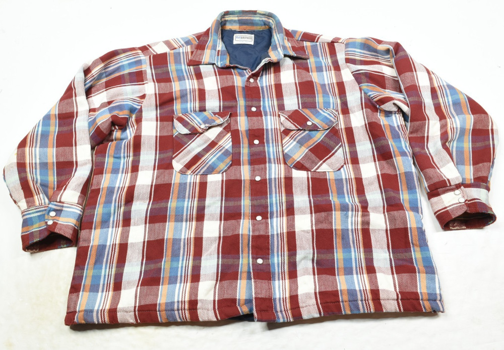Five Brother Insulated Flannel Shirt Mens XL Red Blue Plaid Long Sleeve Snap